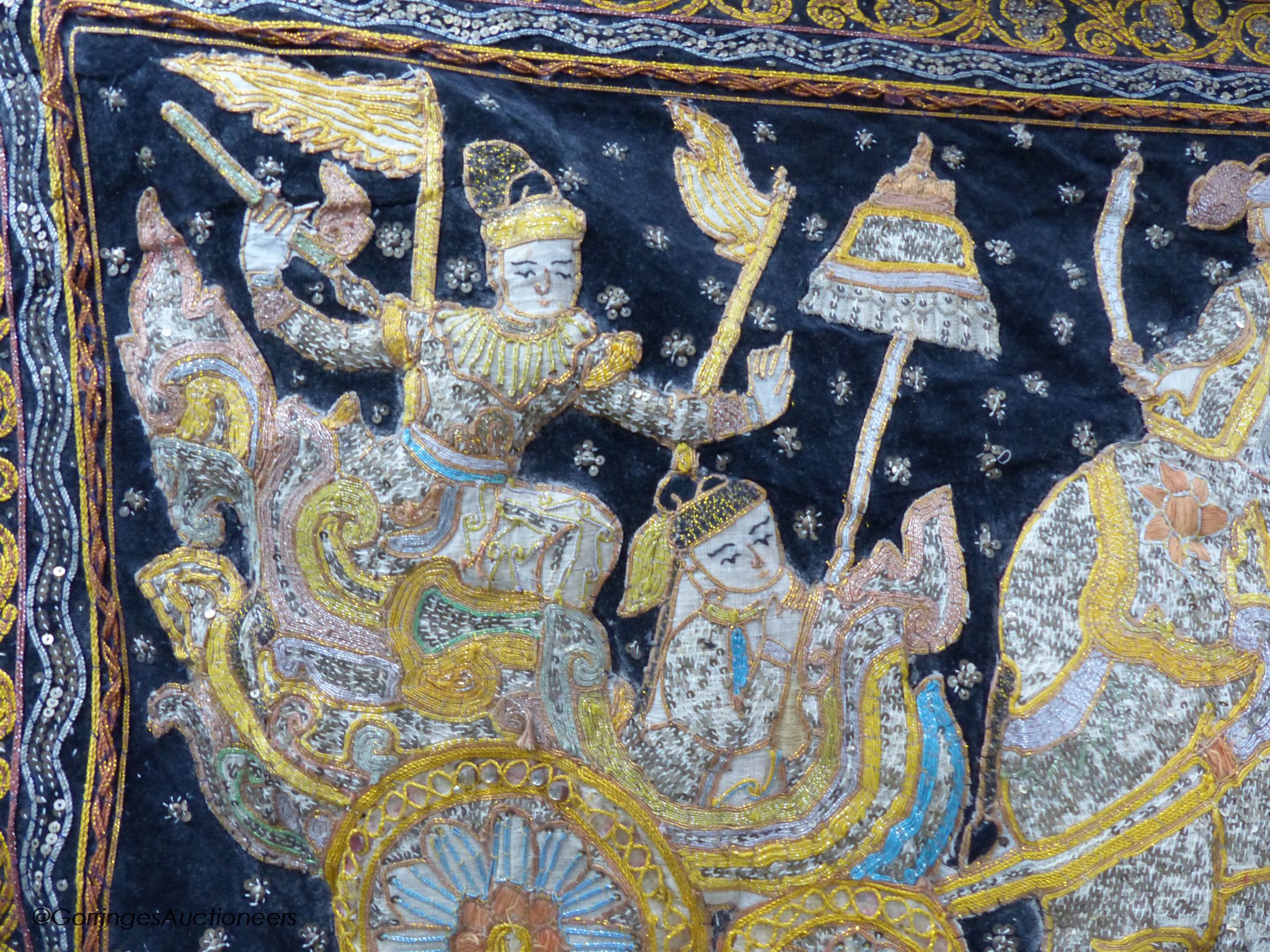 A large 20th century Indian embroidered panel